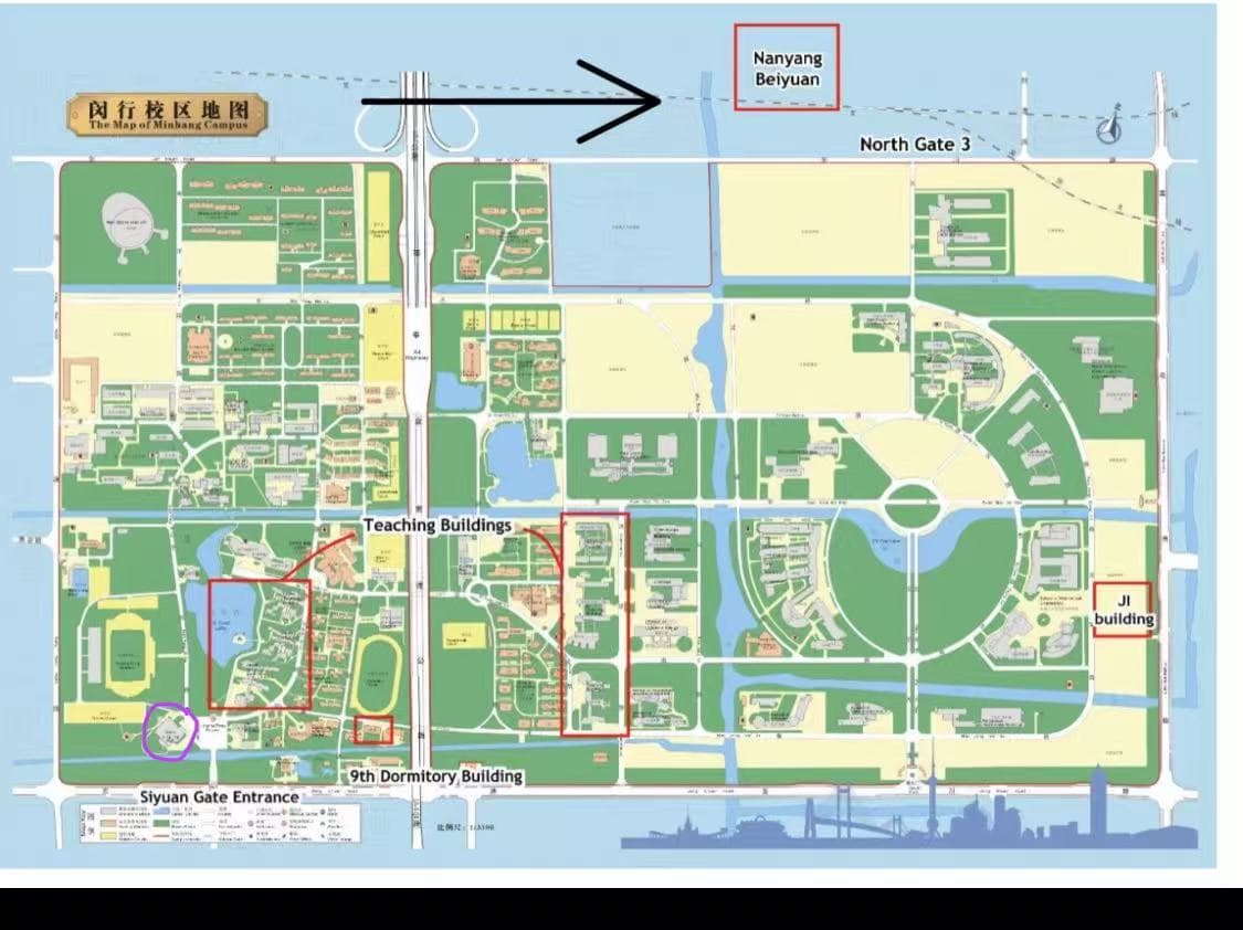 Karte des Minhang Campus